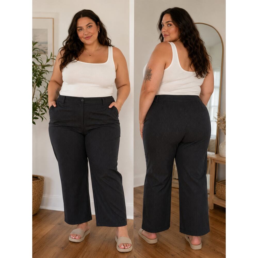 Lane Bryant Black Pinstripe Career Dress Pants Women’s Size 26 Average